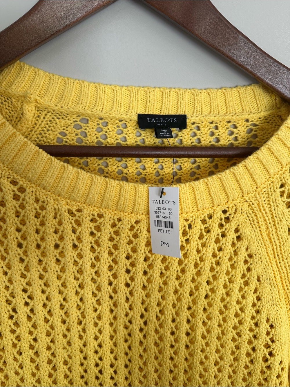 Talbots Yellow Open-Knit Crewneck Petite Sweater
